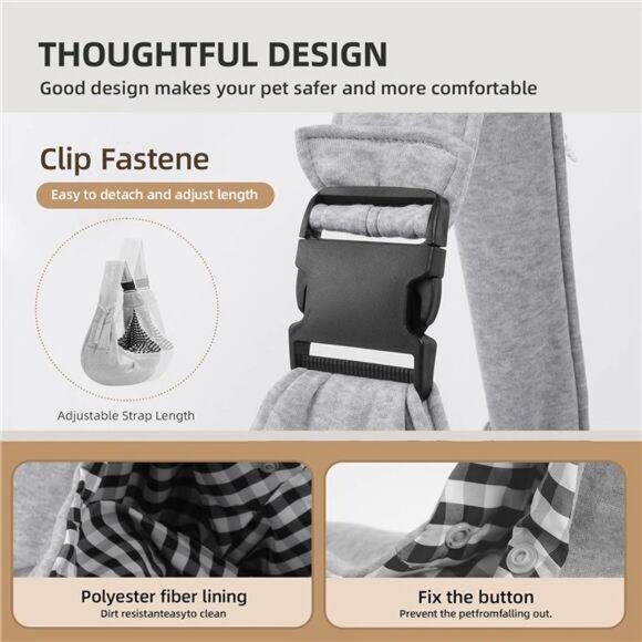 Adjustable Dog Carrier Sling - Hand-Free Dog Carriers for Small Dogs and Cats, - Picture 5 of 7